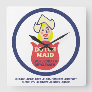 Dutch Maid Laundromat and Dry Cleaners of Illinois Square Wall Clock
