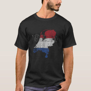 Dutch Map and Flag Souvenir Distressed Netherlands T-Shirt