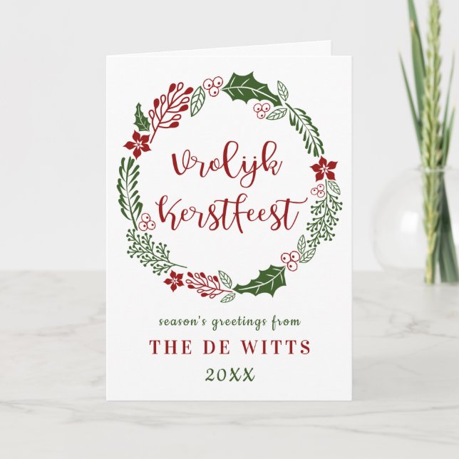 Dutch Merry Christmas, Vrolijk Kerstfeest, Custom Holiday Card (Front)
