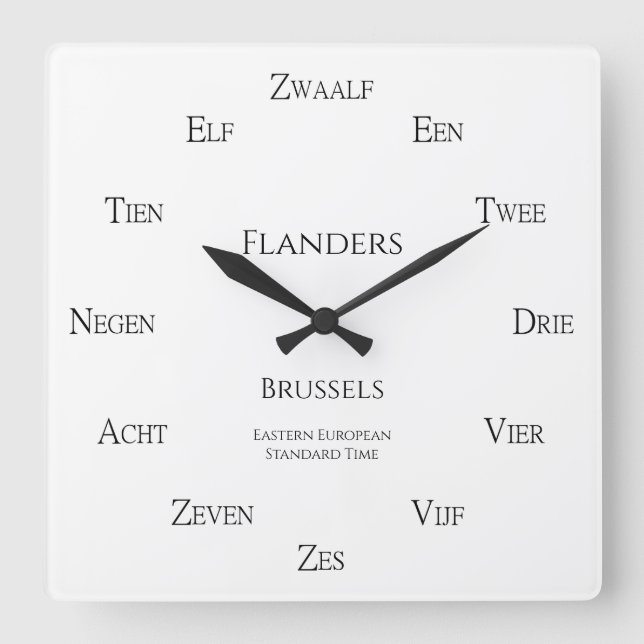 Dutch Numbers Personalised City Country Time Zone Square Wall Clock (Front)