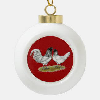 Dutch Owl Beard Chickens Ceramic Ball Christmas Ornament