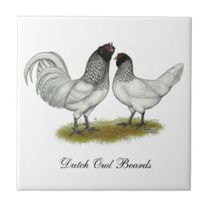 Dutch Owl Beard Chickens Tile