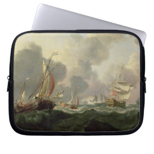 Dutch Pinks and a British Frigate in Choppy Seas Laptop Sleeve