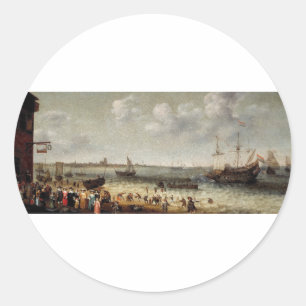 Dutch port near Brill city in Netherlands Classic Round Sticker