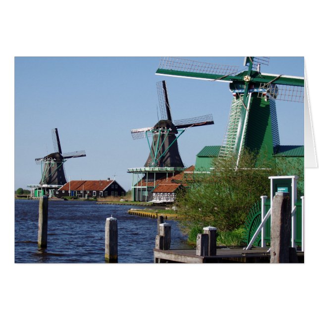 Dutch Red Green Zaanse Schans Dutch Windmills (Front Horizontal)