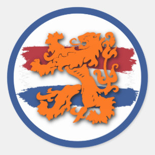 Dutch Red White Blue Flag Orange Lion Team Holland Classic Round Sticker