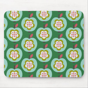 Dutch Retro Apples Green Mouse Pad