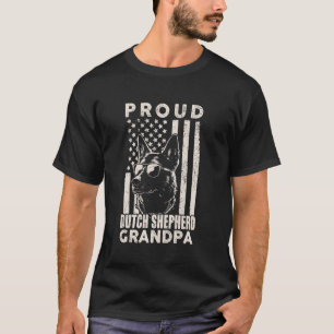 Dutch Shepherd Dog Grandpa American Flag Patriotic T-Shirt