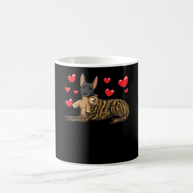 Dutch Shepherd Dog With Stuffed Animal And Hearts Coffee Mug (Center)