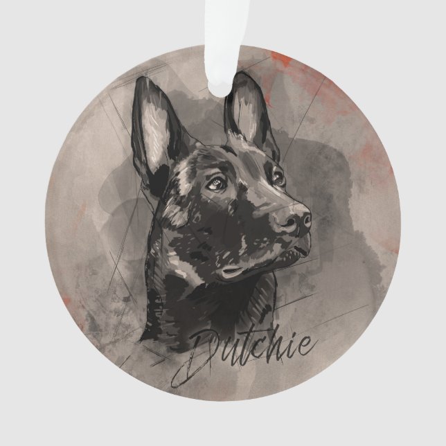 Dutch Shepherd - Dutchie Illustration Ornament (Front)