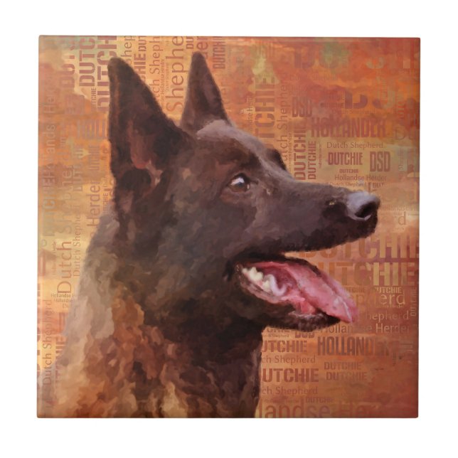 Dutch Shepherd - Dutchie Illustration Tile (Front)