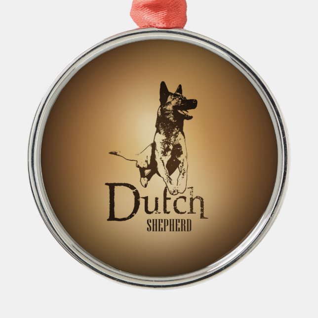 Dutch Shepherd - Dutchie Metal Tree Decoration (Front)