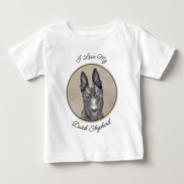 Dutch Shepherd Painting - Cute Original Dog Art Baby T-Shirt (Front)