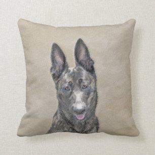 Dutch Shepherd Painting - Cute Original Dog Art Cushion