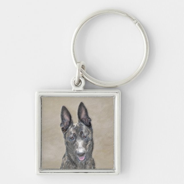 Dutch Shepherd Painting - Cute Original Dog Art Key Ring (Front)