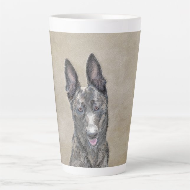 Dutch Shepherd Painting - Cute Original Dog Art Latte Mug (Front)