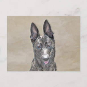 Dutch Shepherd Painting - Cute Original Dog Art Postcard