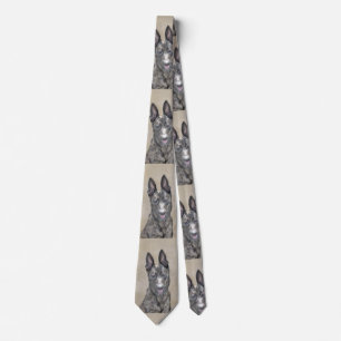 Dutch Shepherd Painting - Cute Original Dog Art Tie