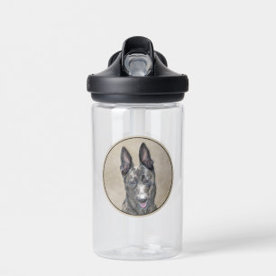 Dutch Shepherd Painting - Cute Original Dog Art Water Bottle