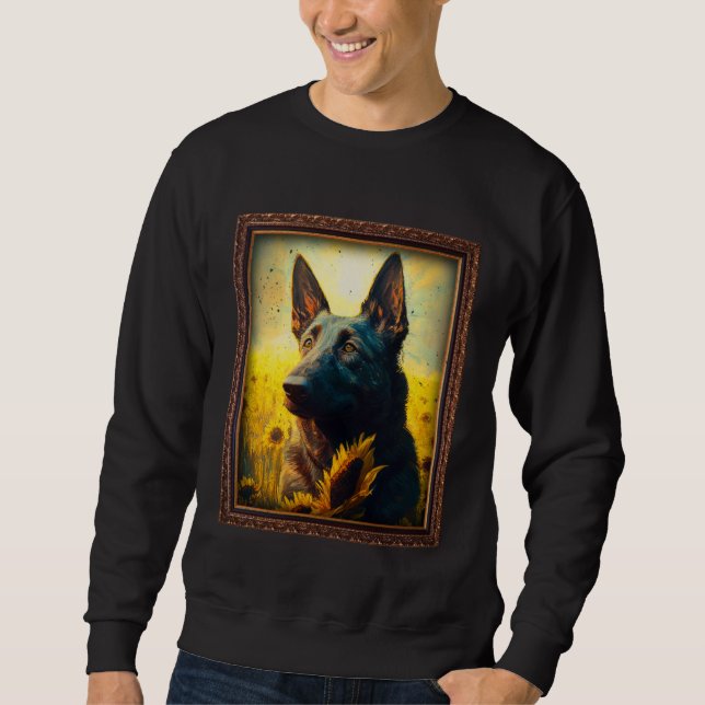 Dutch Shepherd Painting Sunflower Flower Mom Women Sweatshirt (Front)