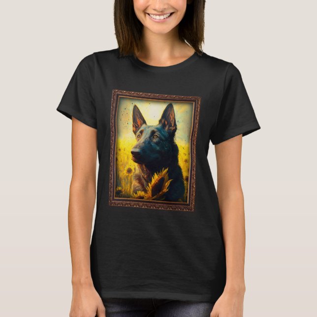 Dutch Shepherd Painting Sunflower Flower Mom Women T-Shirt (Front)