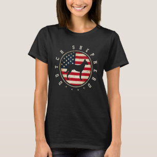 Dutch Shepherd USA Flag 4th July Dog Mum Dad T-Shirt