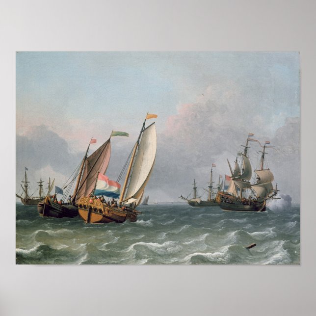 Dutch Shipping in a Choppy Sea Poster (Front)
