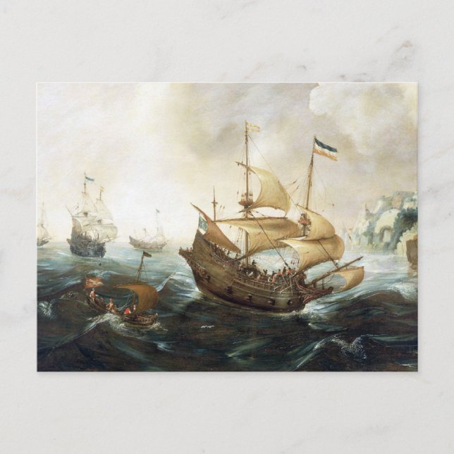 Dutch Ships 1600's Postcard (Front)