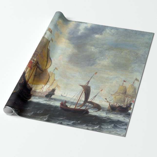 Dutch Ships in a Lively Breeze Wrapping Paper (Unrolled)