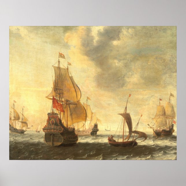 Dutch Ships - Jacob Bellevois Fine Art Poster (Front)