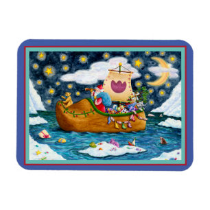 DUTCH SHOE SANTA SHIP, ICEBERGS, WHALE, TEDDY BEAR MAGNET