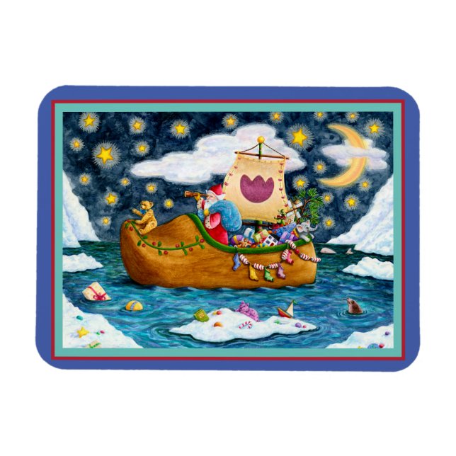 DUTCH SHOE SANTA SHIP, ICEBERGS, WHALE, TEDDY BEAR MAGNET (Horizontal)