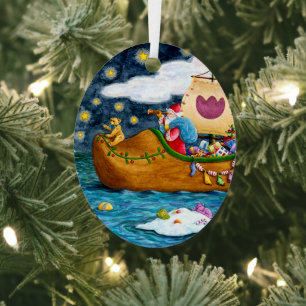 DUTCH SHOE SANTA SHIP, ICEBERGS, WHALE, TEDDY BEAR METAL TREE DECORATION