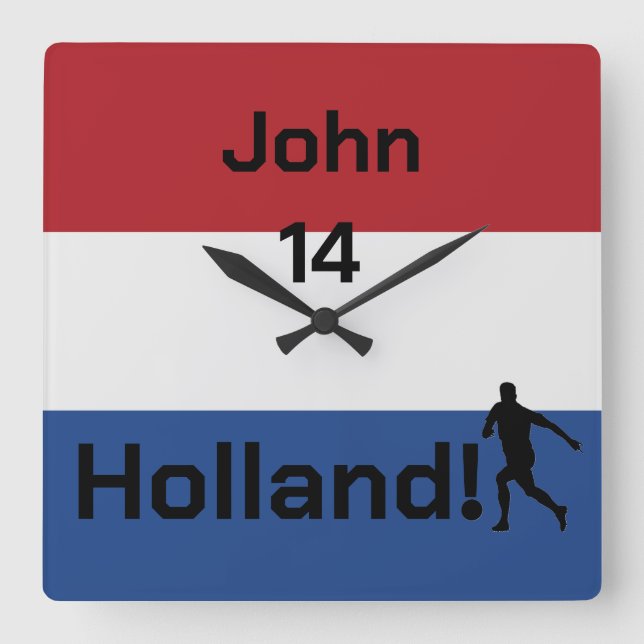Dutch Soccer, customisable    Square Wall Clock (Front)