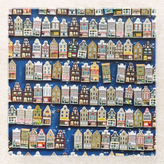 Dutch souvenirs, Amsterdam street scene. Glass Coaster (Front)