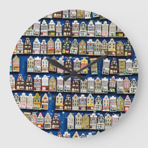 Dutch souvenirs, Amsterdam street scene. Large Clock