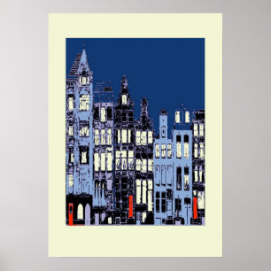 Dutch Town At Night Poster