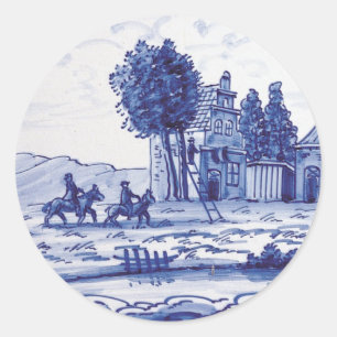 Dutch traditional blue tile classic round sticker