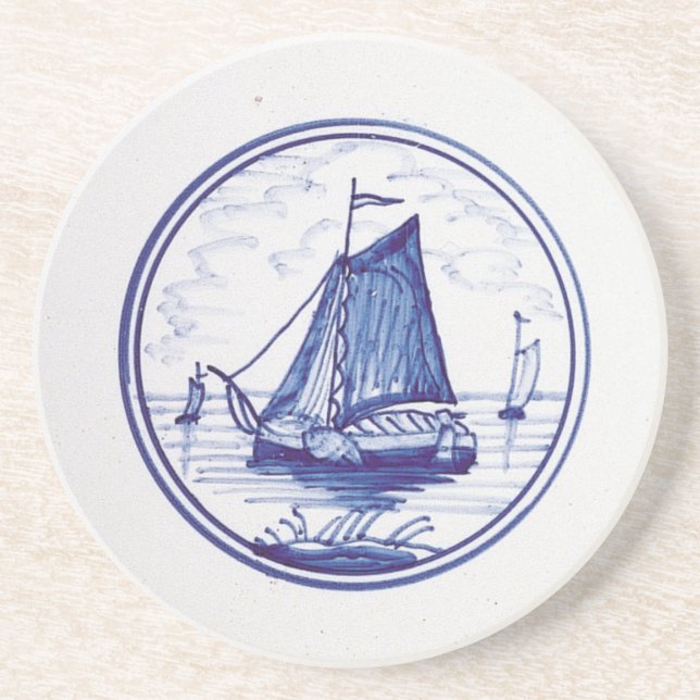 Dutch traditional blue tile coaster (Front)