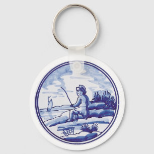 Dutch traditional blue tile key ring