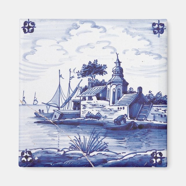 Dutch traditional blue tile magnet (Front)