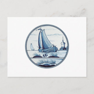 Dutch traditional blue tile postcard