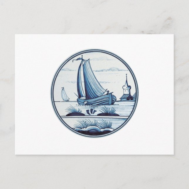 Dutch traditional blue tile postcard (Front)