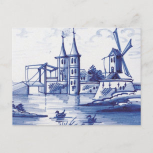 Dutch traditional blue tile postcard