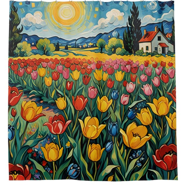 Dutch Tulip Field Shower Curtain (Front)