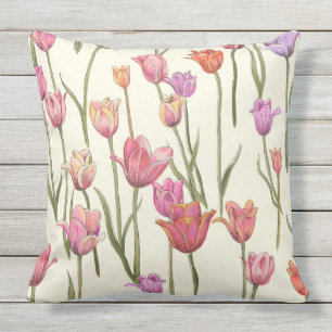 Dutch Tulips Outdoor Throw Pillow