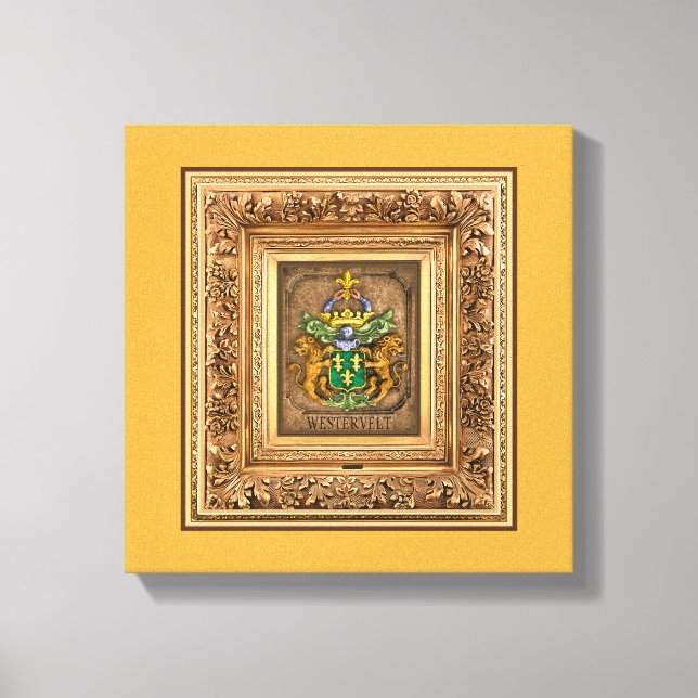 Dutch Van Westervelt Family Coat of Arms  Canvas Print (Front)