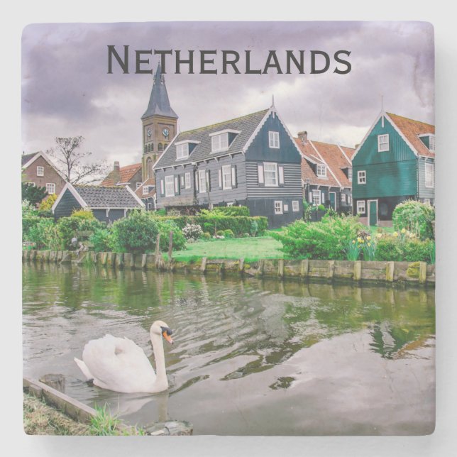 Dutch Village Marken in Netherlands Stone Coaster (Front)