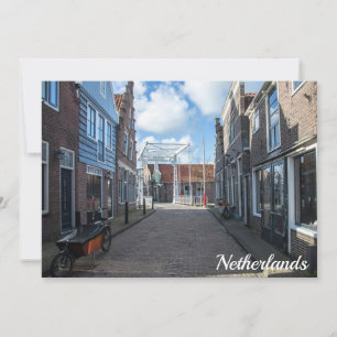 Dutch village with traditional wooden bridge