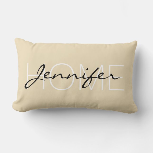 Dutch white colour home monogram lumbar cushion (Front)